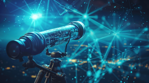 Digital telescope viewing future predictions of dark web marketplace landscape in 2026